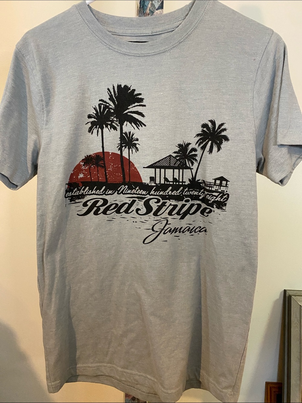 Red Stripe Jamaica Graphic T‑Shirt - Light Gray